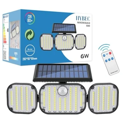 Imagen de HYBEC Focos LED Exterior Solares, Foco Solar Exterior, Potente, Lights Outdoor, Luz con sensor de movimiento, Luces Solares (Pack 1)