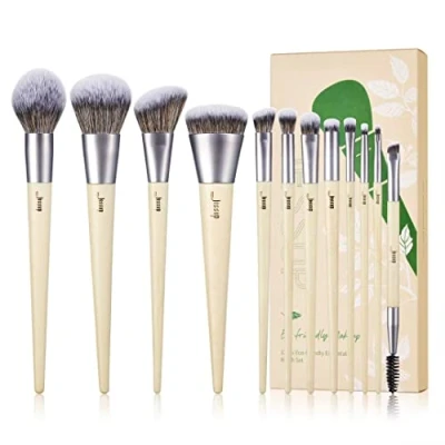 Imagen de Jessup Brochas de Maquillaje Set Brocha Vegana Sintético Primera Calidad, Corrector, Sombra Ojos, Mezcla Cejas, Pinceles Ojos Spoolie Burlywood 12 piezas T327