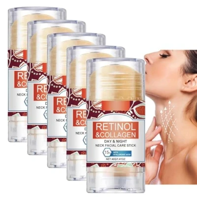 Imagen de Barra Para Cuidado Facial Y Cuello Con Colágeno Retinol Día Noche, Crema Hidratante Ácido Hialurónico, Antiarrugas Rostro Cuello(5PACK)