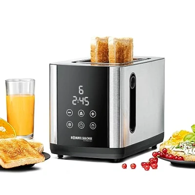 Imagen de ROMMELSBACHER TOASTER TO 850, 2 ranuras anchas para panes hasta XL tostadas, centrado automático de rebanadas pan, pantalla LED, indicador cuenta atrás, 9 niveles, nivel descongelación,