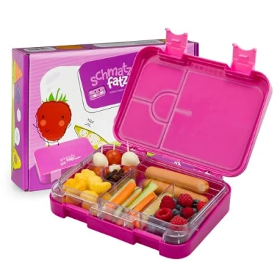 Imagen de Schmatzfatz Fiambrera Infantil con Compartimentos, Tupper Niños Colegio, Taper de Colores, Loncheras para Secciones sin BPA y a Prueba Fugas, Apta Lavavajillas