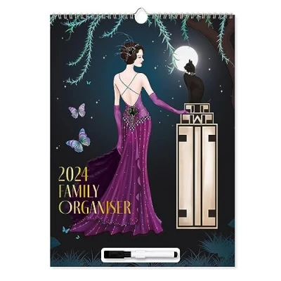 Imagen de Organizador familiar 2024, calendario de pared, diseño Claire Coxon Art Deco