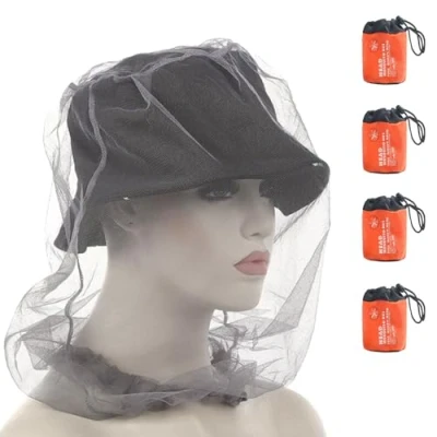 Imagen de PHOGARY 4 Pack Mosquito Head Net, Red del Repelente de Insectos, Sombreros con mosquitero Gary Anti