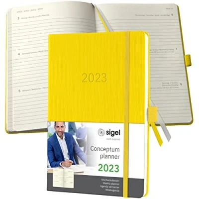 Imagen de SIGEL C2370 Agenda semanal Conceptum 2023 aprox. A5 gelb hardcover dos páginas = una semana 192 S.