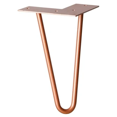 Imagen de WAGNER patas para muebles/patas de mesa/pie muebles, pelo estilo retro, acero con recubrimiento en polvo, cobre, 12 x 20 cm, cónicas/inclinadas, placa rosca