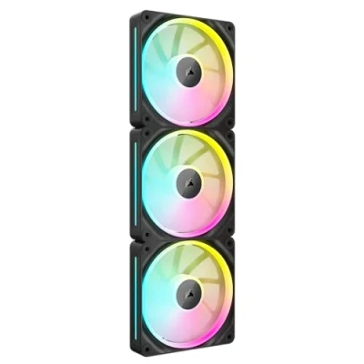 Imagen de CORSAIR iCUE Link LX120 RGB 120 mm PWM Ventiladores Paquete Triple Lazos de Luz Duales Incluye Hub Sistema Tecnología AirGuide Negro
