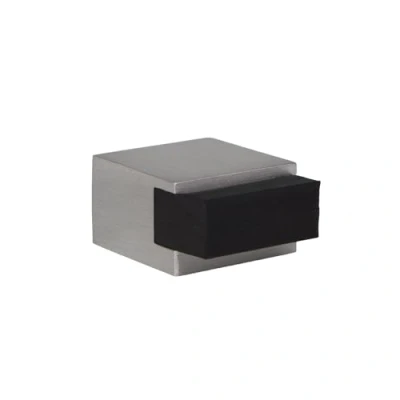 Imagen de EVI Herrajes Tope de Puerta Adhesivo Mini 20 x 14 mm Goma Negra Silicona Natural Cuadrado Acero Inoxidable Gran Adhesión 100% Funcional Mod. 197/20x14 AM