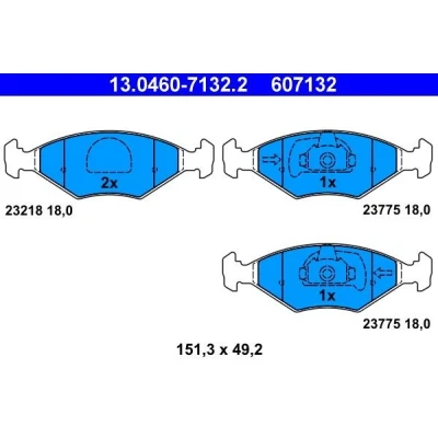 Imagen de ATE 13.0460 7132.2 Juego de pastillas freno no preparado para indicador desgaste, excl. contacto avisador desgaste