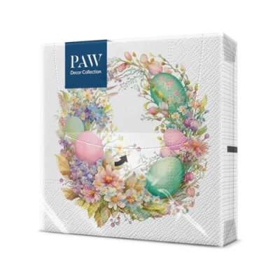 Imagen de PAW Servilletas Papel 3 Capas (33 x 33 cm) 20 Unidades Perfecto para Pascua, Fiestas, Primavera y Celebraciones Decoración de la Mesa Pascua Color: Corona