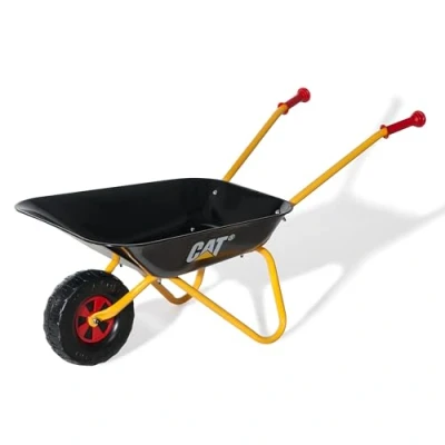 Imagen de Rolly Toys carretilla CAT color amarillo/negro, de jardín, metálica juguete para niños a partir 2,5 años, soporta hasta 25 kg, herramienta jardinería 271818