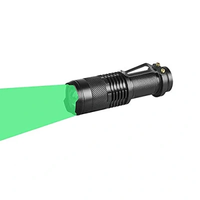 Imagen de WESLITE Linterna Verde, Mini LED Luz Verde 1 Modo Zoom Caza para con Clip de Largo Alcance Visión Nocturna, Pesca, (Batería no Incluida)