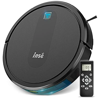 Imagen de INSE Robot Aspirador E6, Robotico con Succión de 2000Pa Superfino y Silencioso, Carga Automática, Autonomía hasta 110 Minutos para Suelos Duros, Alfombras Pelo Mascotas (Negro)