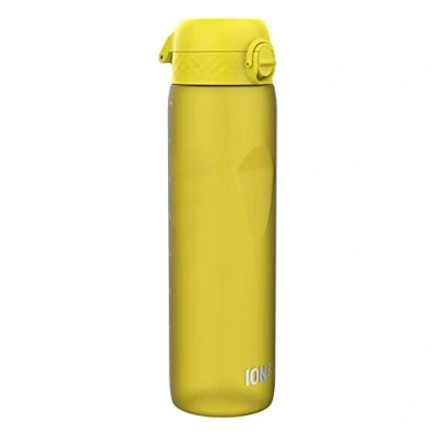 Imagen de Ion8 Botella de Agua 1 Litro, 1000 ml, a Prueba Fugas, Fácil Abrir, Cerradura Segura, Asa Transporte, Apta para Lavavajillas, Sin BPA, Ideal Deporte y Gimnasio, Amarillo
