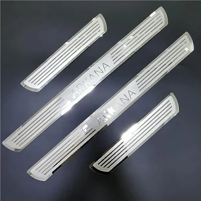 Imagen de Symilov 4 Piezas Pegatina para Umbral de Acero Inoxidable Coche REN Ault ARKANA XM3 2019 2021 Antidesgaste y Antiarañazos Accesorios Peinado Coche,Silver
