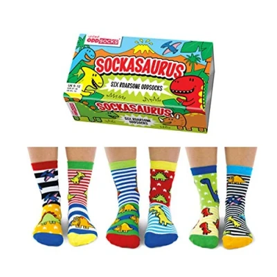 Imagen de United Oddsocks Sockasaurus Juego de 6 calcetines para niño, 27 30 EU