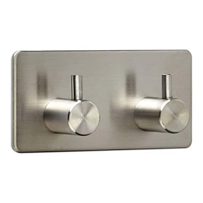 Imagen de 2 x SO TECH® Gancho PANDORA Doble (90 45 29 mm) Acero Fino Inoxidable Autoadhesivo 3M para la Cocina y el Baño/Gancho de Pared