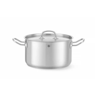 Imagen de HENDI Olla de cocina, mediana, con tapa orificios salida vapor, fondo inducción continuo, apta para todas las fuentes calor y el lavavajillas, 6L, ø240x(H)135mm, acero inoxidable