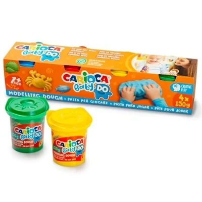 Imagen de Carioca Pasta de Modelar para Bebé 1+ Baby Do Plastilina Niños a partir 12 Meses 4 Colores Surtidos Se Seca al Aire y no Ensucia las Manos piezas 150 grs
