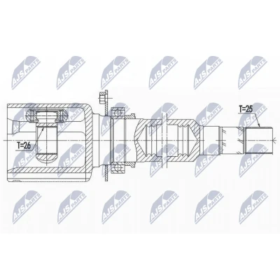 Imagen de NTY NPW AR 009 Junta Homocinética interior, Eje delantero, derecha FIAT: BRAVO 2