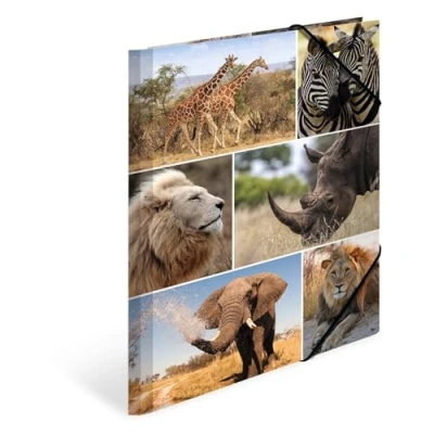 Imagen de HERMA 19214 carpeta de dibujo Animales con motivo africanos, A4, cartón resistente, impresión interior, 1 palmo