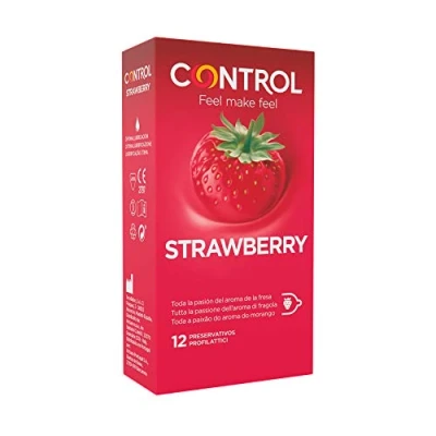 Imagen de Control Preservativos Strawberry. Caja de 12 Condones Pasión del Aroma la Fresa, Lubricados, Sexo Seguro. Disfruta unos con Ajuste Perfecto para una Relación Segura.