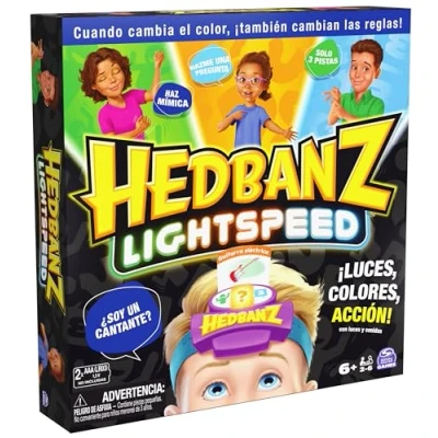 Imagen de Juegos de Mesa HEDBANZ Lightspeed Juego Adivinanzas para Niños y Familias Cartas Nueva Edición con Luces Sonidos 2 6 Jugadores 6068072 Años +