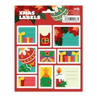 Imagen de Grupo Erik Etiquetas adhesivas Navidad, Árbol de navidad regalo / 18 Pegatinas regalos