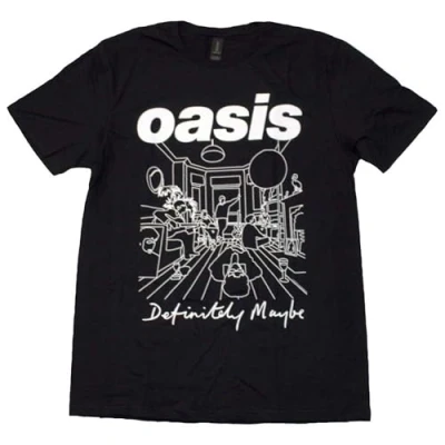 Imagen de Rock Off officially licensed products Camiseta Oasis Definitely Maybe Line Drawing, Negro, S