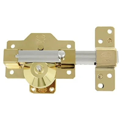 Imagen de Amig Cerrojo de Sobreponer Alta Seguridad para Puertas Madera, Mod. 8 PLUS, 90 x 154 mm, Con Cilindro Redondo y Pestillo, Acero Dorado