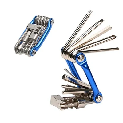 Imagen de Aiqeer 11 en 1 Multifunción Bicicleta Reparación Herramientas, Kit Multiherramienta Bicicleta, Mini Herramientas de y Mantenimiento Bicicletas Plegables Portátiles (Azul)