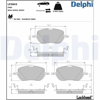 Imagen de Juego de pastillas DELPHI LP3843