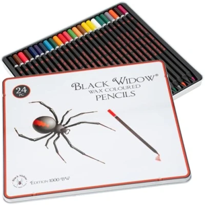 Imagen de Black Widow ® lápices de colores para adultos, el mejor juego adultos Libros colorear, Un kit dibujo Blackwood 24 piezas