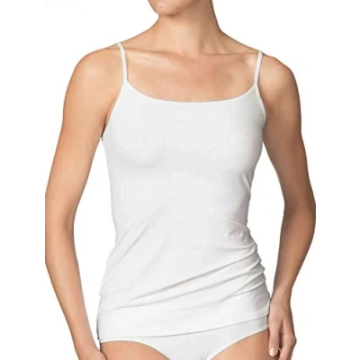 Imagen de Pack de 2 camisetas interiores para mujer, paquete 4 unidades, con o sin encaje, color negro blanco, tirantes elásticos, 100% algodón peinado, Blanco/2 Piezas, xxx large