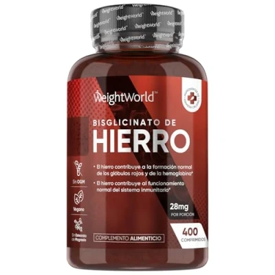Imagen de Hierro Suplemento 28mg 400 Comprimidos En Forma de Bisglicinato Alta Absorción Para la Formación Glóbulos Rojos, Hemoglobina, Sistema Inmune y Función Cognitiva Vegano Sin Lactosa