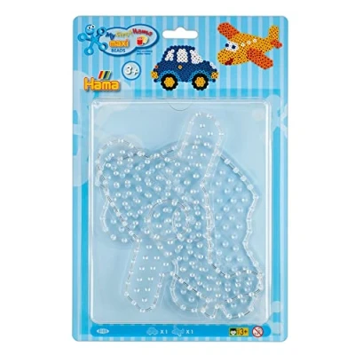 Imagen de Hama Blister de 2 placas: coche y avión para cuentas planchar tamaño Maxi Ocio creativo 8103 transparente pequeño