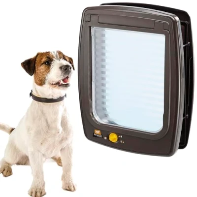 Imagen de Ferplast Puerta para Perros Medianos Swing 11 Gatera, Instalación Universal, Entrada y Salida controlables 4 vías, Protección contra Corrientes de Aire, Túnel Completo, Marrón