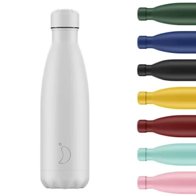 Imagen de Chilly&#039;s Botella de Aqua Acero Inoxidable y Reutilizable Prueba Fugas, Libre transpiración All White 500ml
