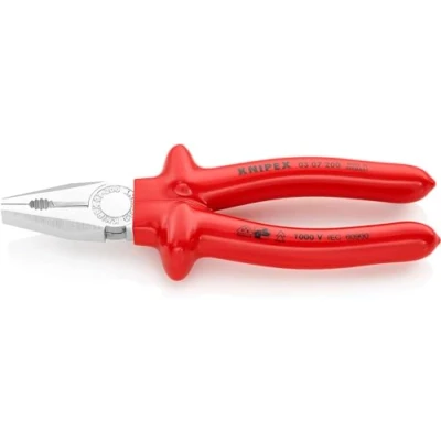 Imagen de Knipex Alicate universal cromado, aislados por inmersión en plástico reforzado, según norma VDE 200 mm 03 07