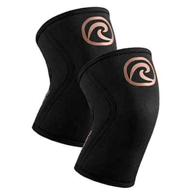 Imagen de Rehband rodillera vendaje fuerza sport, para Cross Fit &amp; entrenamiento pesado fabricada en neopreno de 5 mm, muchos colores y tallas, Color:Cobre/Negro 1 Par, Talla:XS