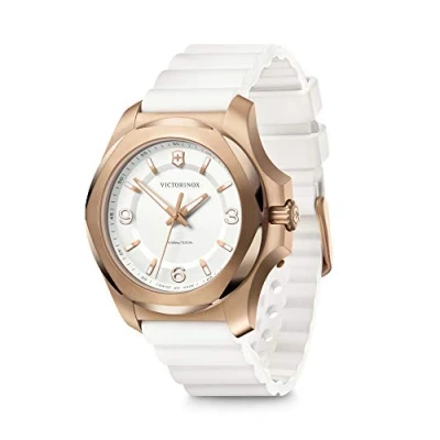 Imagen de Victorinox I.N.O.X V Ø 37 mm Reloj de Pulsera Mujer, Swiss Made, Cuarzo analógico, Sumergible hasta 100 m, Cristal Zafiro, Blanco/Dorado Rosa