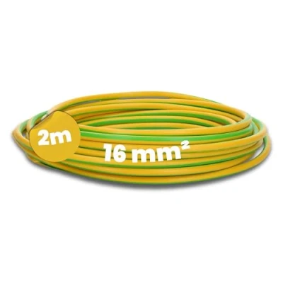 Imagen de Kalitec 2 metros H07V K 16 mm² verde y amarillo Cable de Cableado I flexible tierra Conductor protección mm2 trenzado PVC individual fino