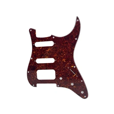 Imagen de KAISH Golpeador de 11 agujeros moderno HSS Strat 3 tornillos esquina redonda Humbucking Pickup montaje se adapta a American Fender Vintage Tortoise