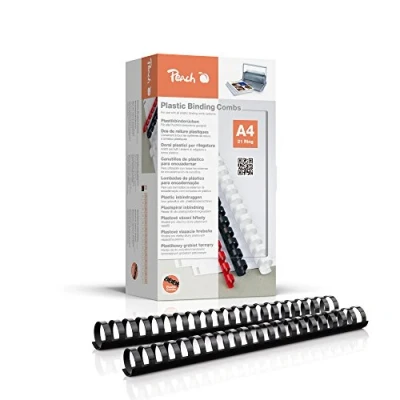 Imagen de Peach PB432 02 Peines de plástico para encuadernación (A4, 32 mm, 310 hojas, 50 unidades), color negro