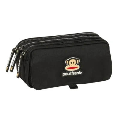Imagen de Safta Paul Frank Join The Fun Portatodo Triple Big, Estuche Infantil, Niño, Ideal para Niños en Edad Escolar, Cómodo y Versátil, Calidad Resistencia, 21.5x8x10 cm, Color Negro