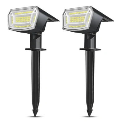 Imagen de EXTRASTAR Focos LED Exterior Jardin, 59 Solares Luz Blanca Fría 6500K 4 Modos Impermeable IP65 Lampara para Caminos Patio Césped【2 Piezas】