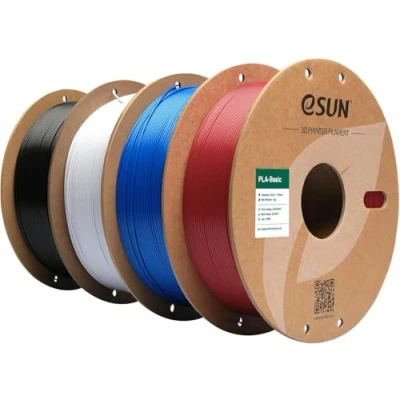 Imagen de eSUN PLA Filamento 1.75mm, Basic Precisión Dimensional +/ 0.05mm, 1KG por Carrete, 4 Carretes para 3D Impresoras,Rojo Oscuro+Azul+Frío Blanco+Negro