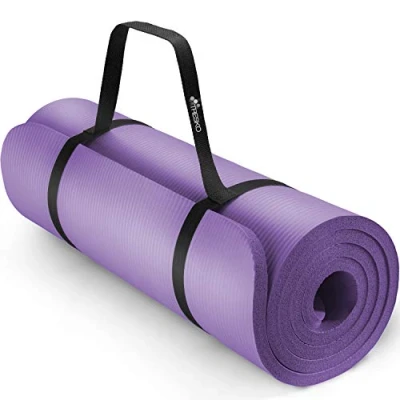 Imagen de TRESKO® Esterilla de Fitness 185 x 60 cm y 190 100 para Gimnasia, Yoga, Pilates Cualquier Tipo Entrenamiento Suave cómoda Espuma NBR (Morado, 1,5 cm)