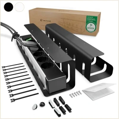 Imagen de UNITURE® Juego de 2 Canales para Cables Escritorio [Certificado DEKRA] gestión ordenada Soporte con fácil Montaje x 40 cm Guía Oficina