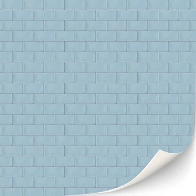 Imagen de TexturKontor azulejos autoadhesivos de pared, 3 hojas, baño, cocina, metro para casas muñecas, escala 1:12 (azulejos azul claro)