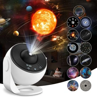 Imagen de Macchiatto proyector de cielo con estrella planetaria, Galaxia 13 discos película, luz nocturna, ajuste rotación 360 grados para dormitorio, techo, regalos